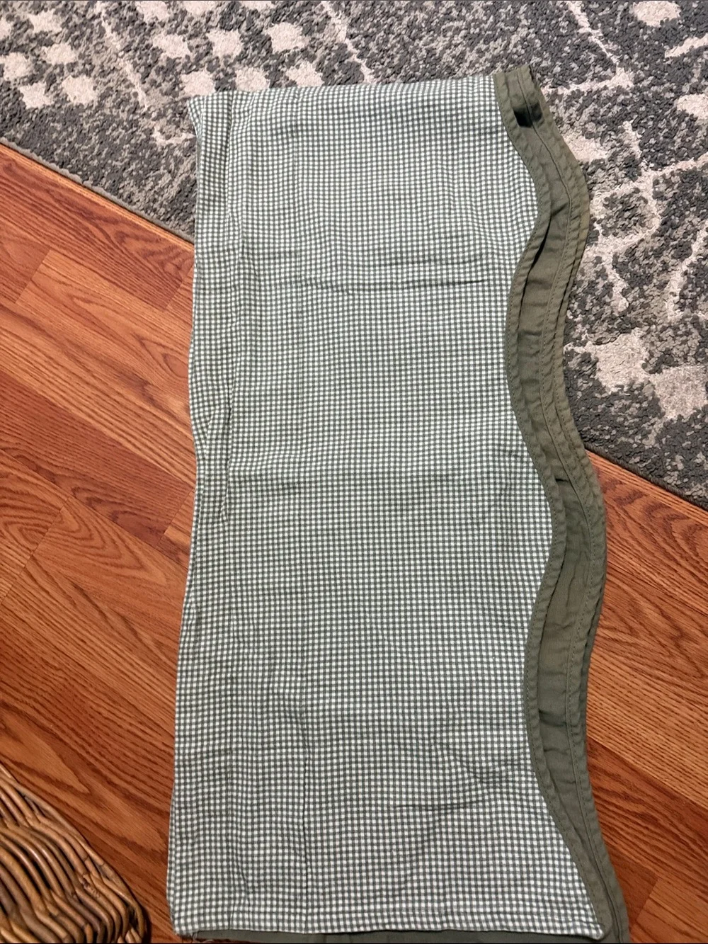 Green Checkered Fabric Wall Panel with Olive Trim 1 topper 63 long